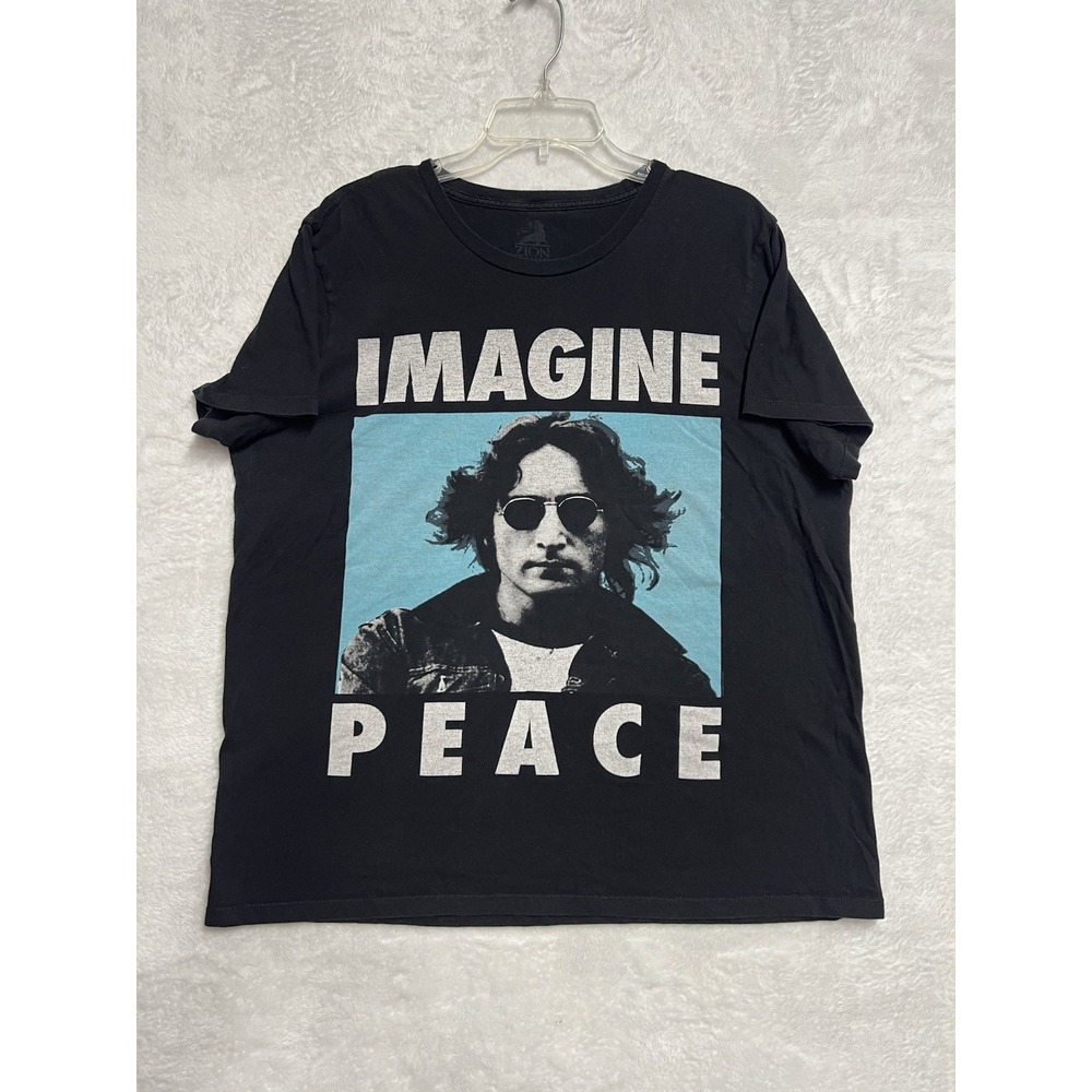 John Lennon Imagine Peace T Shirt XL Black Graphic Beatles Music Tee‎